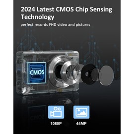 Digital Camera 1080P FHD Photo Camera 44MP Camera Digital Compact Camera 16X Digital Zoom Easy Vlogging Camera Portable Compact Digital Camera for Children Teenagers Seniors Beginners (Black)