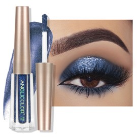 Anglicolor Eyeshadow,Liquid Glitter Eyeshadow,Highly Pigmented Glitter Gel Diamond Eyeshadow, Liquid Eyeshadow & Eyeliner Blendable Shimmer Eyes Makeup,Vegan (#17 Deep Sea Blue)