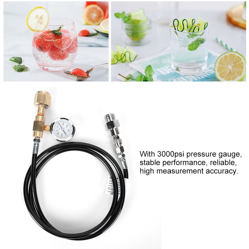DIN477 1.5m Black Soda Hose with 3000psi pressure gauge Kit