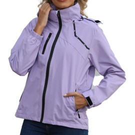 GIISAM Hiking Jacket Women Water Proof Lightweight Raincoat Women's Packable Travel Windbreaker with Hood Professional Purple