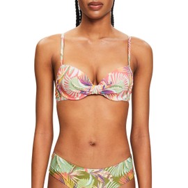 ESPRIT Bikini Top with Padded Underwired Cups and Print, 640/Coral Red