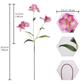ICBOX Pink Iris Flowers 5PCS 15Heads Silk Iris Flowers with Stems 35.4" Long Stem Artificial Flowers for Living Room Kitchen Party Decorations Wedding Bridal Bouquet Table Decor (Pink)