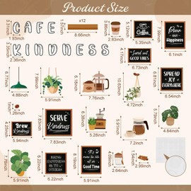Containlol Inspirational Coffee Bulletin Board Decorations Cafe Kindness Greenery Classroom Door Decorations Motivational Book Shelf Positive Paper Cutouts for Back to School Chalkboard Wall Office