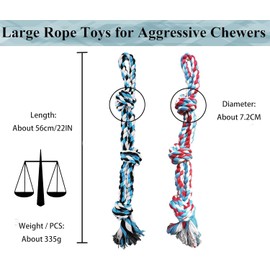 ZENGSUSU 2 Pack Dog Rope Toys for Aggressive Chewers， Heavy Duty 3-Knots Tug of War Toys for Small& Medium Dogs