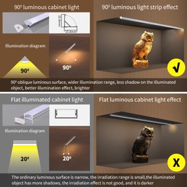 NIXALORETH Under Cabinet LED Strip Lights, 6 Packs 25W Dimmable 3000K Warm White, Touch Control with Memory, Anti-Glare for Kitchen Bookshelf Bottom Lighting