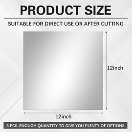Yudlto 3 Pcs Acrylic Two Way Mirror Sheets - 12x12x0.04 Inch Infinity See-Through Glass for Magic Projects, 30% Transparent (3, 12x12x0.04)