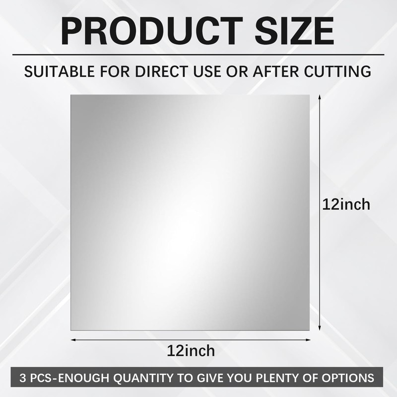 Yudlto 3 Pcs Acrylic Two Way Mirror Sheets - 12x12x0.04