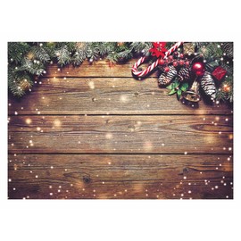 Allenjoy 7X5ft Christmas Fabric Photography Backdrop Snowflake Gold Glitter Xmas Wood Wall Rustic Barn Vintage Wooden Floor Background for Kids Portrait Photo Studio Booth Photographer Props