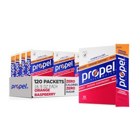 Propel Propel Immune Support With Vitamin C + Zinc Powder Packets, Orange Raspberry,10 Count (Pack of 12)