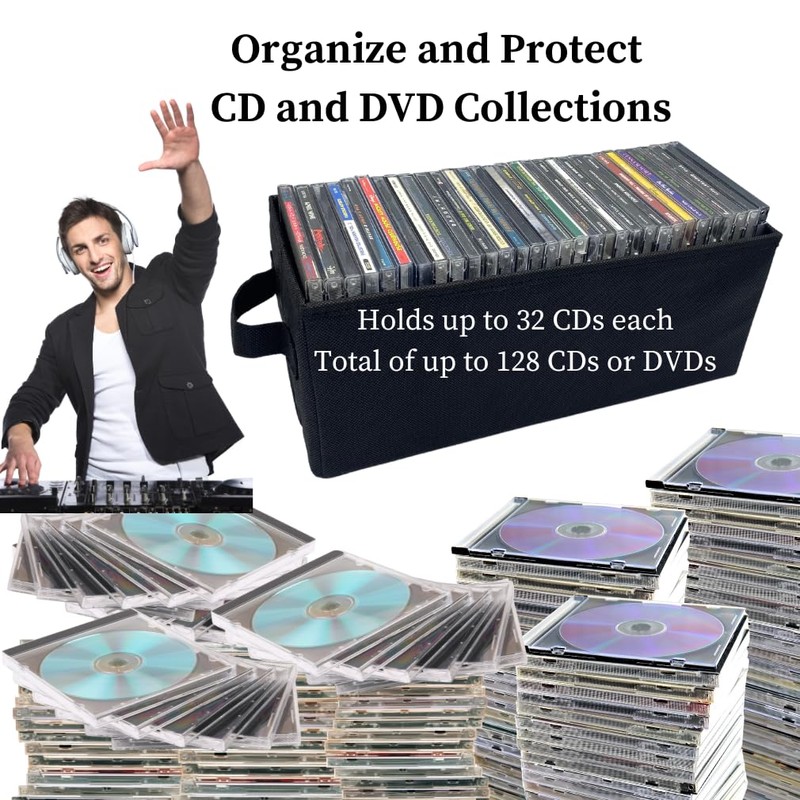 Evelots CD Storage Boxes (4 Pack) Durable CD Case Organizer