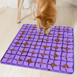 Femont Silicone Snuffle Mat for Large Dogs,Slow Feeder Lick Mat for Pet Slow Down Eating,Encourages Natural Foraging Skill,Relieving Stress,Interactive Feed Game Toy for All Breed Dogs(Purple)