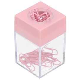 PATIKIL Magnetic Paper Clip Holder Dispenser, Large Capacity Paper Clip Organizers with Magnetic Top for Desk Supplies, Office, Classroom, Home, Pink