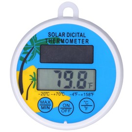 Socobeta Floating Thermometer, ℉ ℃ Temp Accurate Minimum Maximum Digital Solar Thermometer for Swimming Pool