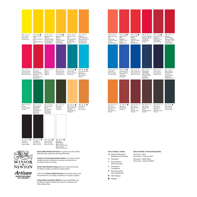 Winsor & Newton Artisan Water Mixable Oil Paint, Set of