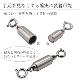 KARMAREY Necklace, Fastener, Stainless Steel, Magnetic Clasp, Hypoallergenic, Magnet, Chain, End Parts, Connection Hardware (Tube, Silver)