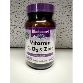 Bluebonnet Vitamin C,D3 & Zinc Supplement 50 capsules