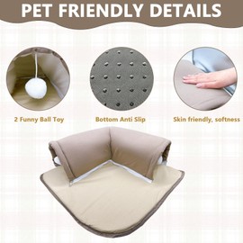 Acsist Guinea Pig Hideout, Removable Bunny Tunnel Tubes with Non-Slip Desgin Mat,Dwarf Rabbit Hideout,Small Animal Hideaway for Hamster Chinchilla Ferret Rats (Brown)