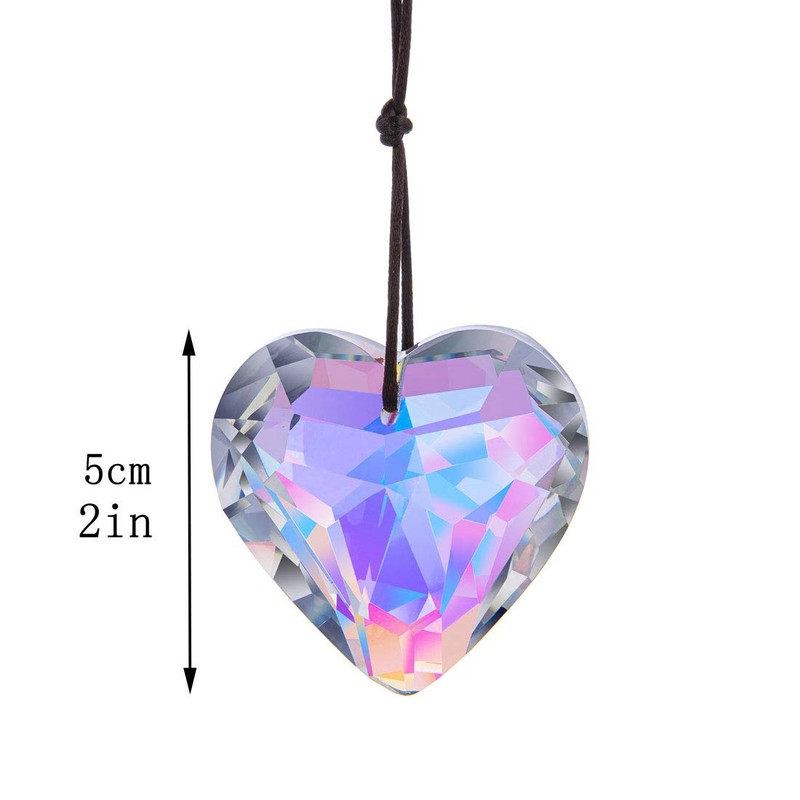 H&D Crystal Heart Shape Pendant, Glass Rainbow Suncatcher