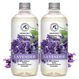 Reed Diffuser Refill Lavender with Lavender Essential Oil 34 Fl Oz - 2 x 500ml - Fragrance Oil Reed Diffuser Refill - Room Diffuser Refill - Lavender Room Freshener - Floral Fragrance