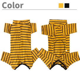 Dog’s Recovery Suit Post Surgery Shirt for Puppy, Full Coverage Dog's Bodysuit Wound Protective Surgical Clothes for Small and Medium Pets (Yellow Black Stripe-XL)