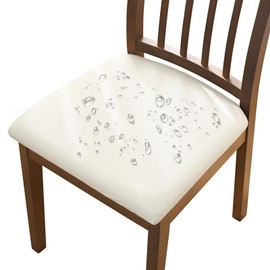 Alishomtll Leather Dining Chair Covers Set of 4/6 PU Chair Seat Slipcovers Waterproof Chair Covers Removable Seat Covers with Fixing Buckle for Dining Room Kitchen Garden Office (Beige, 4pcs)