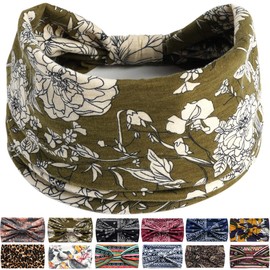 Headbands For Women's Hair, Boho Headband Elastic Soft Flower Wide Headbands for Women Yoga Sport Hairbands, Hair Accessories for Everyday Sport Fitness (Colour 5)