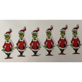 ironons.us Tiny Standing Grinch - Set of 6 - Christmas Iron On Fabric Appliques
