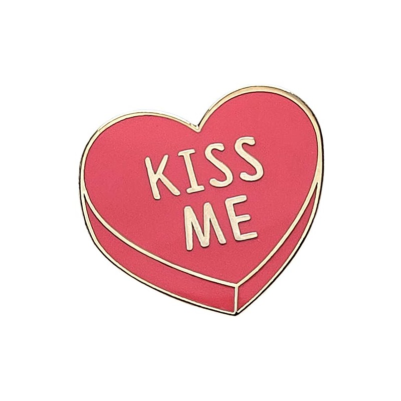 Pinsanity Cute 'Kiss Me' Pink Candy Heart Enamel Lapel Pin
