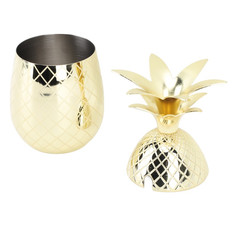 Pineapple Cup with Lid 500ml Stainless Steel Drinking Glasses Reusable