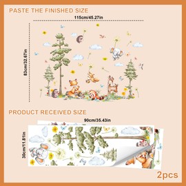 HEKOBAG Large Forest Animals Tree Wall Decals, Woodland, Elephant, Fox, Deer, Raccoon, Hedgehog - Peel and Stick Wall Art Decals Wall Decor for Kids Room Baby Nursery Bedroom