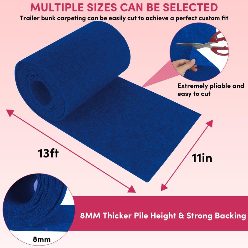 VEITHI Boat Trailer Bunk Carpet Blue 11 inch x 13