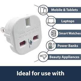 Pipestation UK to US Plug Adaptor x5 - UK to US Plug Adapter - UK 3 to American 2 Flat Pin - UK to USA plug adapter - UK to Japan Plug Adapter - Japan Travel Adapter for Jamaica Canada Mexico Thailand