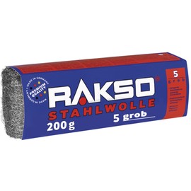 RAKSO Steel Wool Coarse 5-400 g, 2 x 200g Banderoles, Removes Staining Sludge from Wood, Removes Paint Splashes on Glass, Rust on Tools