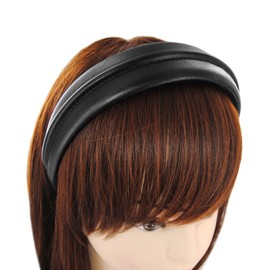 axy Wide Faux Leather Headband – Beautiful Elegant Women's Headband Hair Accessories HR27E (Black)