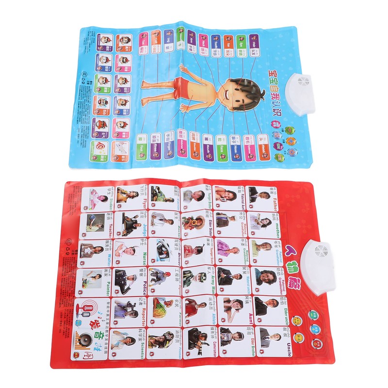 2pcs Chinese English Phonics Posters Multipurpose Fun Early Education Self