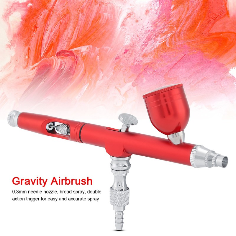 Dual Action Gravity Feed Airbrush Gun 0.3mm Spray Art Paint