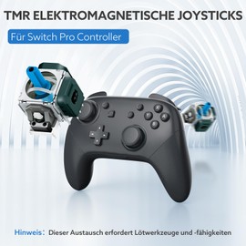 LONGYI TMR Elektromagnetische Joysticks für Switch Pro Controller, Anti Drift Präzise Stick Ersatz mit Langer Haltbarkeit, Inklusive Ergonomischer Thumbstick Kappen