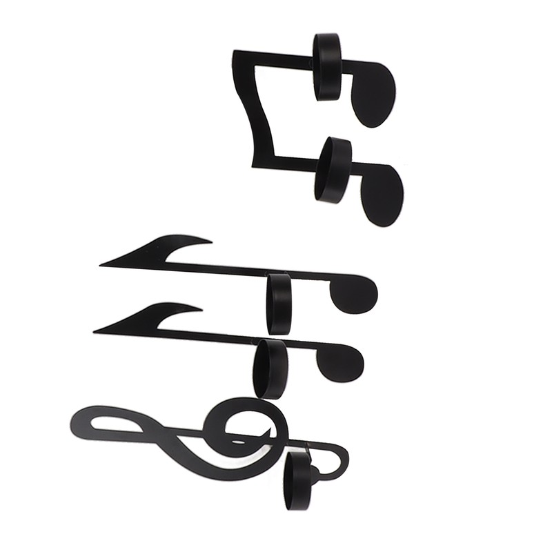 4Pcs Unique Iron Black Music Note Wall Sconce Candle Holder