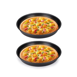 Diakey 2 Pack Pizza Pan for Oven, Deep Dish Pizza Tray, Non-Stick Carbon Steel, Round Baking Sheet Plates, 8 Inch