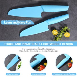 kiddi cookie Nylon Knife for Nonstick Pans, 2 pcs Kitchen Knife Safe for Kids, Nonstick Knife Resistant to high temperatures up to 460 degrees Fahrenheit, Blue