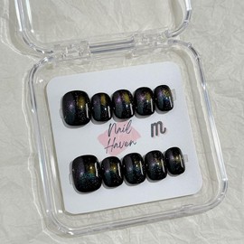 NailHaven| cat eye collection |all kinds of cat eye nails| short press-on nails   |cute nails| nails | acrylic press-on| fake nails |Handmade | high quality Press on nails 10 pcs|reusable nails|nail art|nail charm|handmade press ons|uña sacri lic as:_C44-1 Triforce_XS