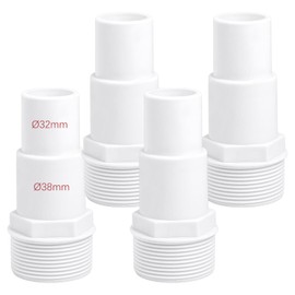 YJSDDNTY Set of 4 Pool Hose Connectors, Hose Nozzle Pool Set Diameter 32 / 38 mm to 1.5 Inch Hose Barb, White