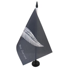 New Zealand Fern Table Flag 5'' x 8'' plastic stick and base