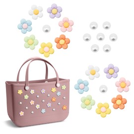DEVPSISR Rubber Beach Bag Accessories,Bogg Bag Lovely DIY Charms Multiple,Pearl Flower