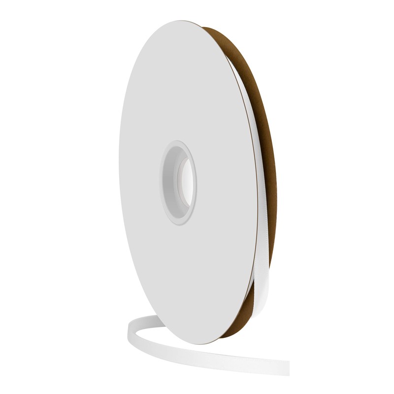 Offray Berwick 1/4" Single Face Satin Ribbon, White, 100 Yds