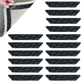KingtenStar Pinzas para alfombras Antideslizante 16 Piezas, Almohadilla de Agarre Alfombrillas, Lavable y Reutilizable, Bases Antideslizantes Pegatinas para alfombras, Negro