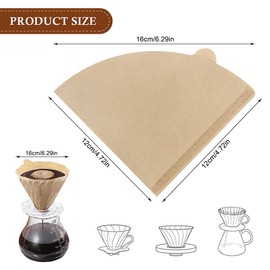 YICOTA 100 Pieces Coffee Filter Papers Disposable Unbleached Coffee Filters Compatible with V60 Size 02 Cone Filter Paper for Coffee Dripper Pour Over Coffer Makers (1-4 Cups)