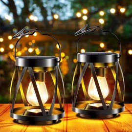 SENDALE Solarlampen für Außen Hängend,2 Stück Solarlaterne für Außen mit Größer LED-Glühbirne,IP65 Wasserdicht Solarleuchten für Außen für Terrasse Rasen Balkon Hof Gartendeko