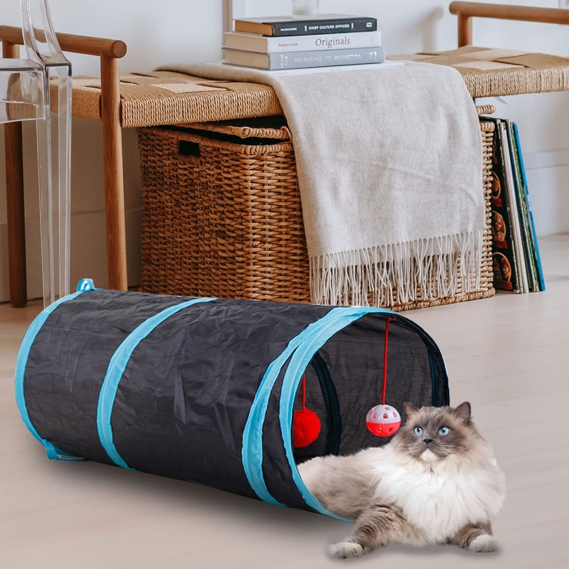 Cat Tunnel, Andiker Cat Tunnel with 2 Holes, Foldable Washable