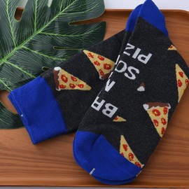 Best Friend Valentines Day Gifts for Son Daughter Novelty Socks for Women Men Pizza Lover Birthday Gifts for Grandson Granddaughter Fuzzy Fun Socks If You Can Read This Bring Me Pizza Cartoon Socks